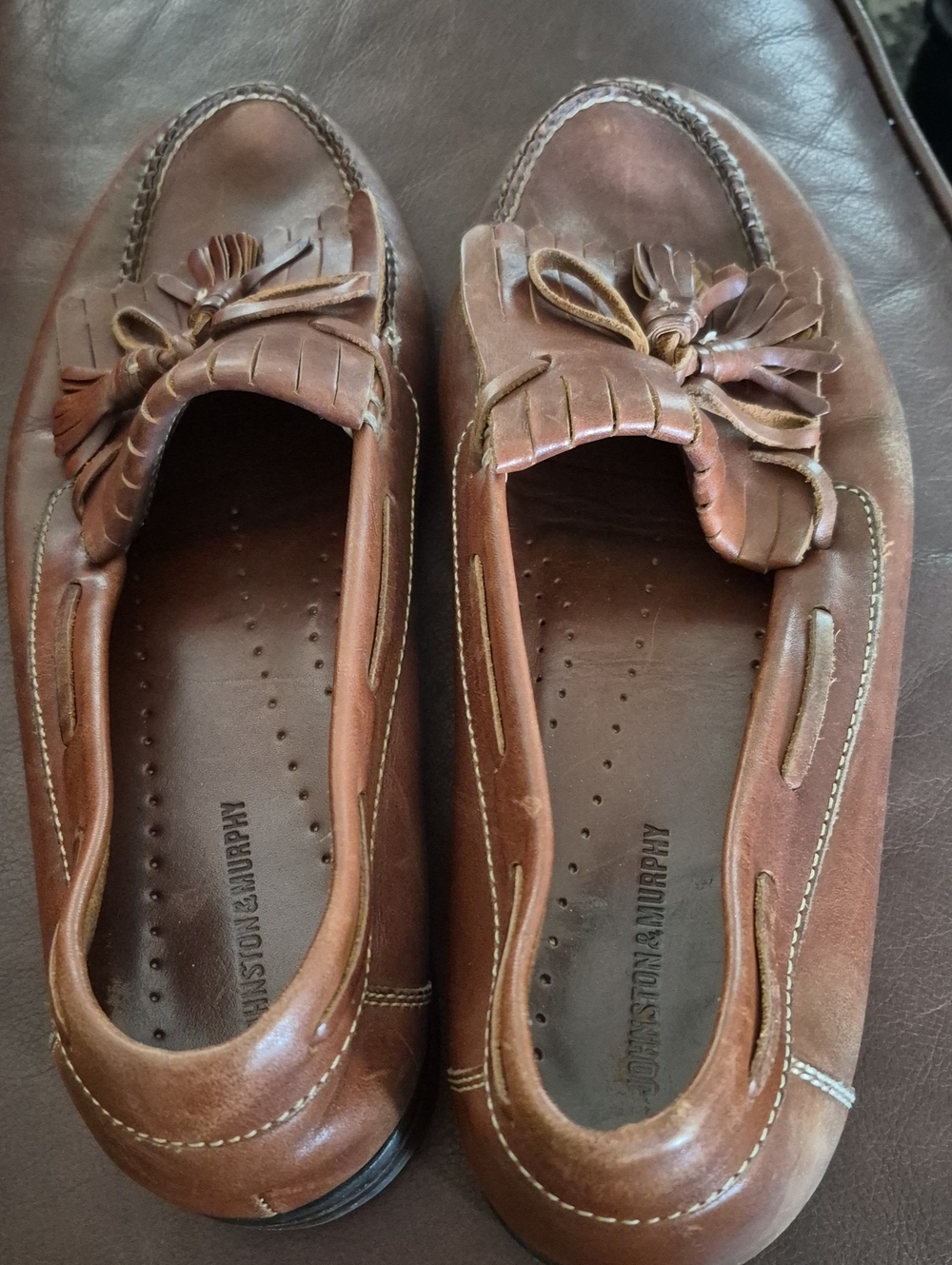 Johnston & Murphy Brown Leather Tassel Moccasin Loafers